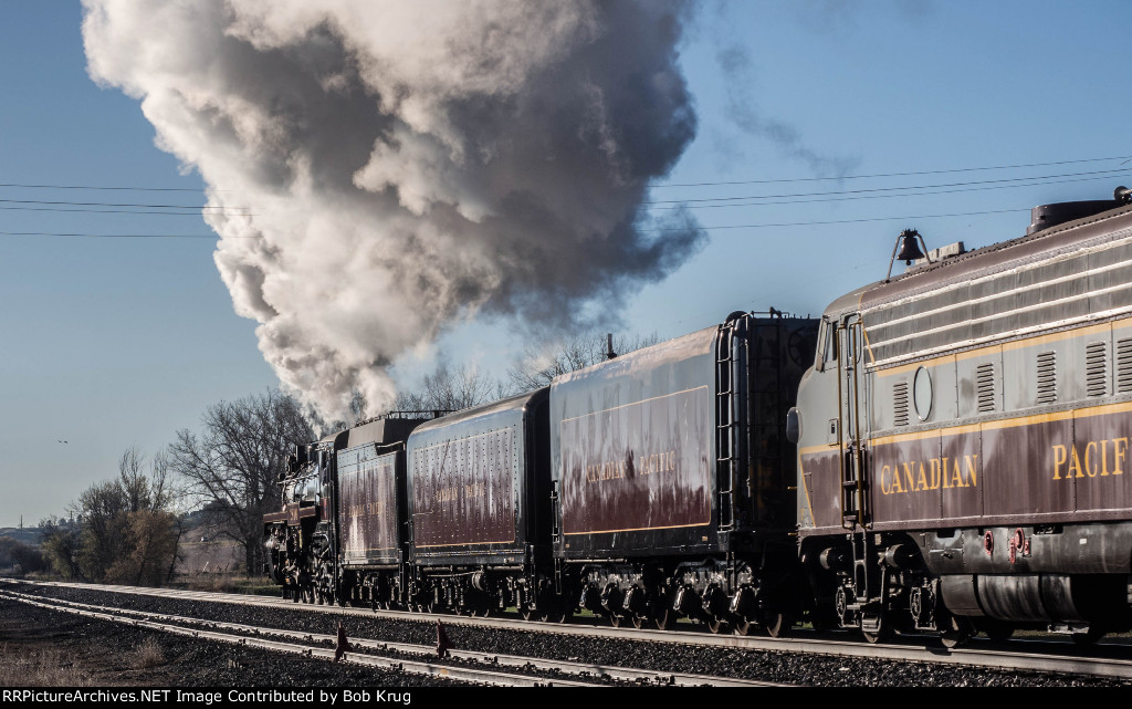 CP 2816 going-away shot at Sawyer, ND